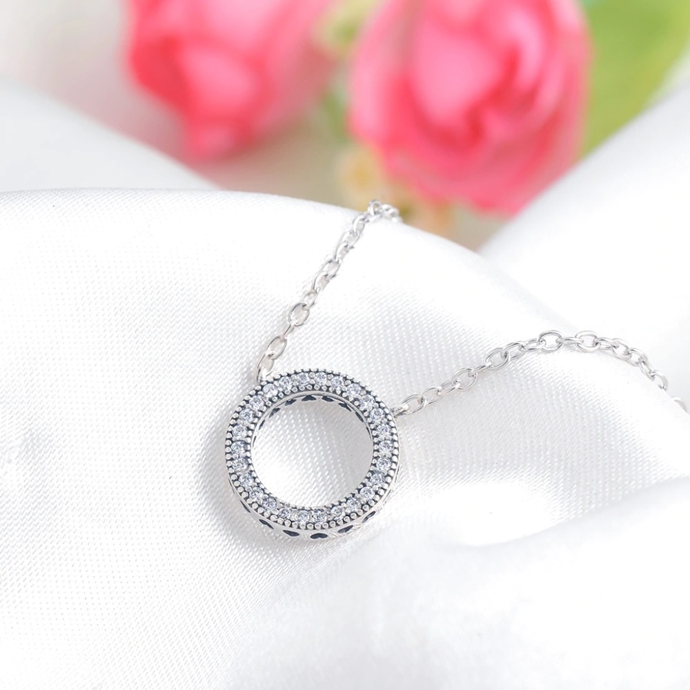 NWT Circle Necklace Silver Color Pendant